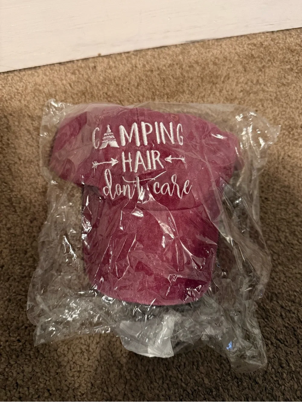 Camping Hair Don't Care Embroidered Baseball Cap